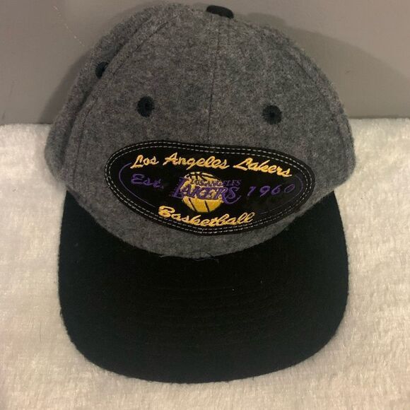 Sports Specialties Script Wool Acrylic Los Angeles Lakers Cap Hat Vintage Gray - Picture 3 of 7